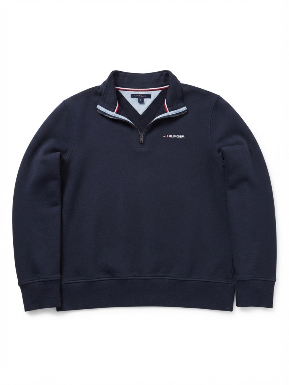 Tommy Hilfiger Quarter Zip Pullover Sweatshirt Navy Blue Size M